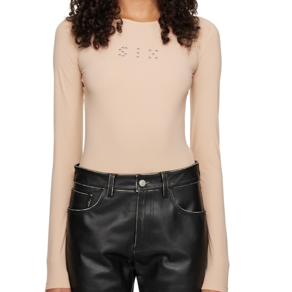 MM6 Maison Martin Margiela Beige Long Sleeve Bodysuit